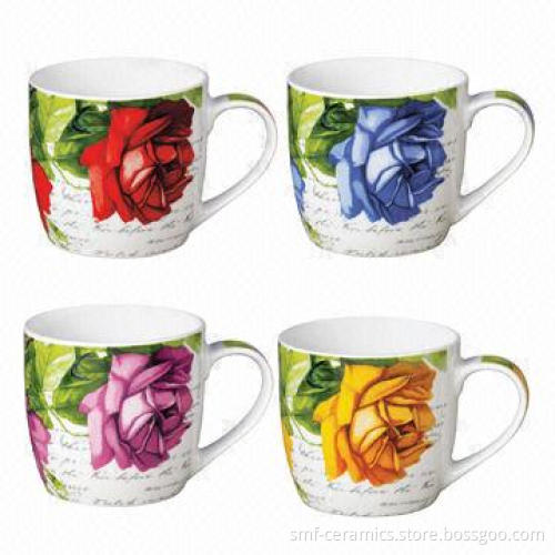 12oz Porcelain Mugs with Customized Designs, LFGB, 84/500/EEC Contact Food Grade